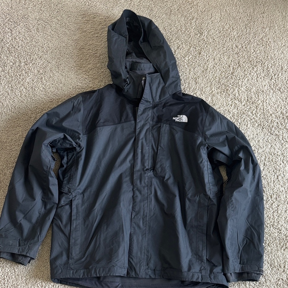 The North Face Men's Charcoal Winter Coat With Detachable Grey Liner